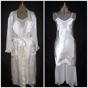 VTG 1980's Victoria's Secret Gold Label Floor Length Bridal Peignoir Set Size S